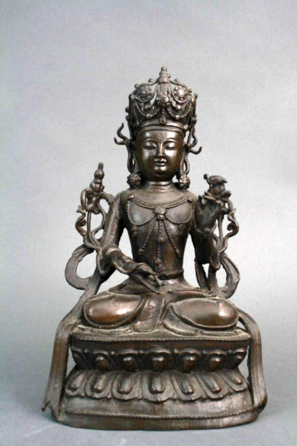 Chinese Bronze Figure - Seated Manjushri