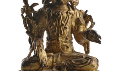 GILT LACQUERED BRONZE FIGURE GUANYIN