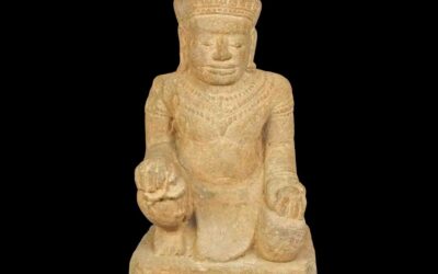 Rare Stone Khmer Figure Vishvakarman