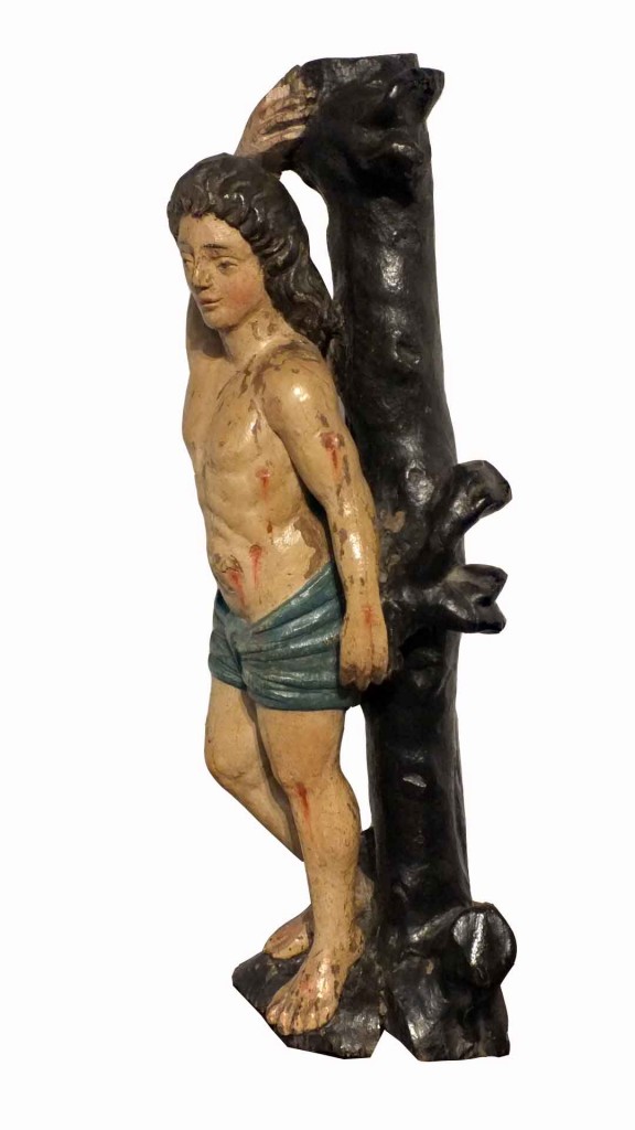 Polychrome Carved Wood Figure Saint Sebastian