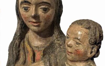 Stone Polychrome Sculpture Virgin and Child