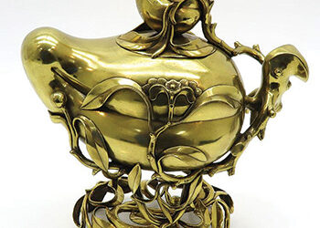 RARE MONUMENTAL PEACH CENSER