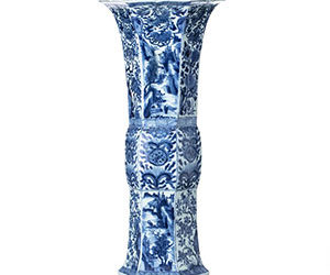 Chinese Kangxi Blue Trumpet Vase