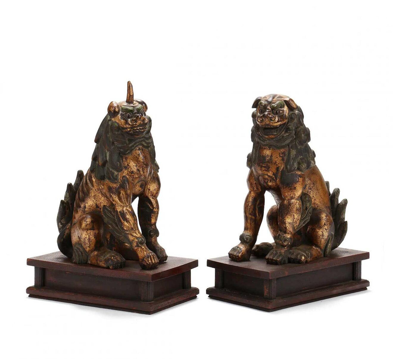 Gilt Wood Guardian Lions