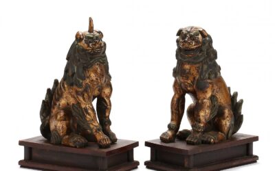Gilt Wood Guardian Lions