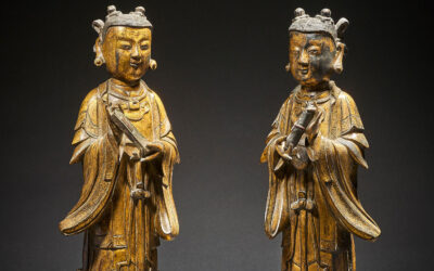 Two Gilt Bronze Figures Ming