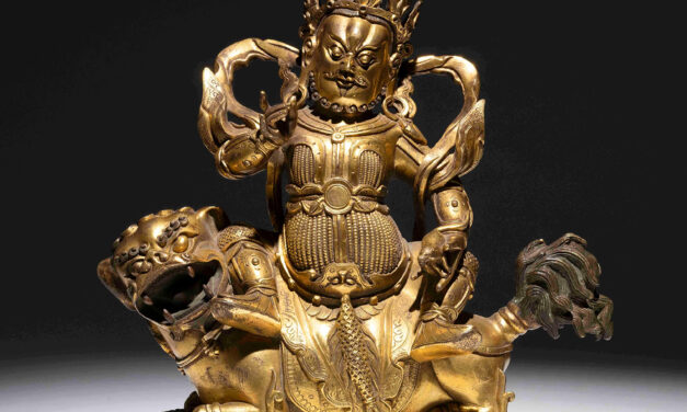 Chinese Gilt Bronze Vaisravana